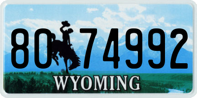 WY license plate 8074992