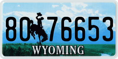 WY license plate 8076653