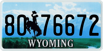 WY license plate 8076672