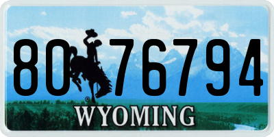 WY license plate 8076794