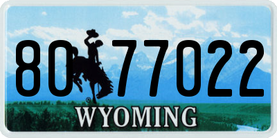 WY license plate 8077022