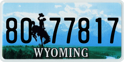 WY license plate 8077817