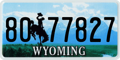 WY license plate 8077827