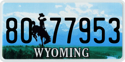 WY license plate 8077953