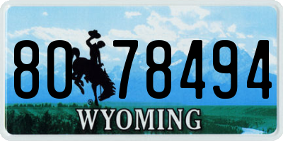 WY license plate 8078494