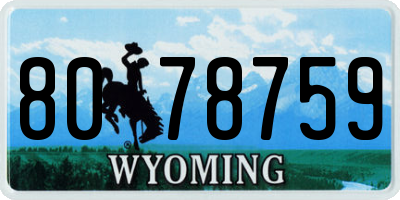WY license plate 8078759