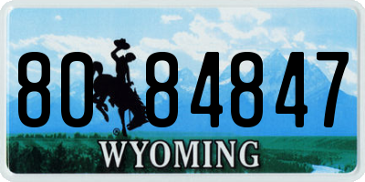 WY license plate 8084847