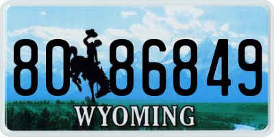 WY license plate 8086849