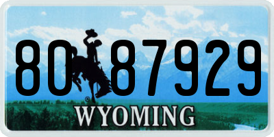 WY license plate 8087929