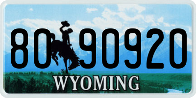WY license plate 8090920
