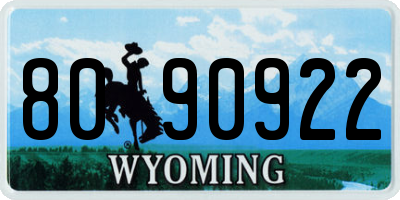 WY license plate 8090922