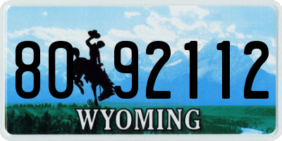 WY license plate 8092112