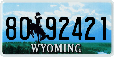 WY license plate 8092421