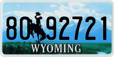 WY license plate 8092721