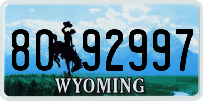 WY license plate 8092997