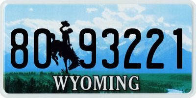 WY license plate 8093221