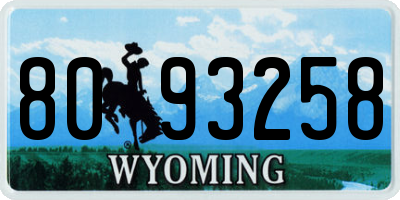 WY license plate 8093258