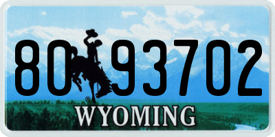 WY license plate 8093702