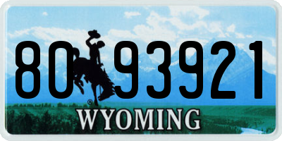 WY license plate 8093921