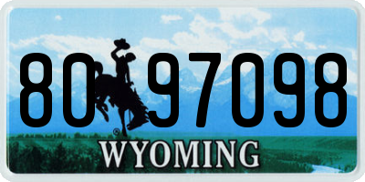 WY license plate 8097098