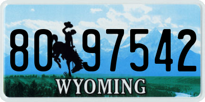 WY license plate 8097542
