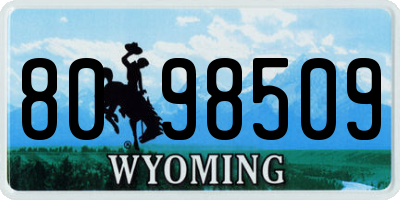 WY license plate 8098509