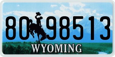 WY license plate 8098513