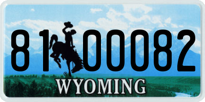 WY license plate 8100082