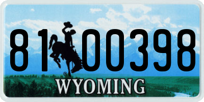 WY license plate 8100398