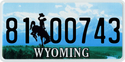 WY license plate 8100743