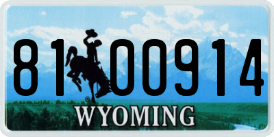 WY license plate 8100914