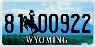 WY license plate 8100922