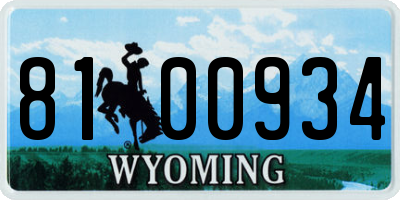 WY license plate 8100934
