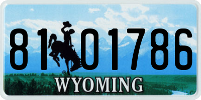 WY license plate 8101786