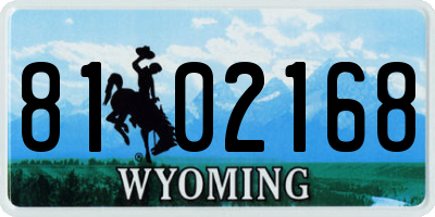 WY license plate 8102168