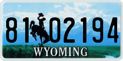 WY license plate 8102194