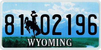 WY license plate 8102196