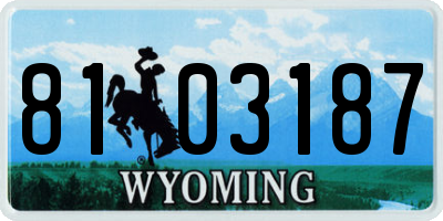 WY license plate 8103187