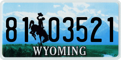 WY license plate 8103521