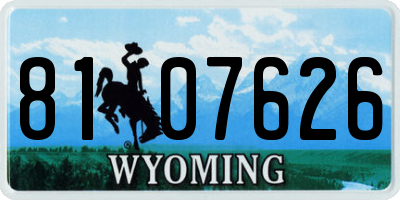 WY license plate 8107626