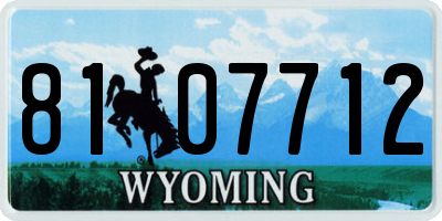 WY license plate 8107712