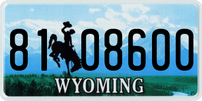 WY license plate 8108600