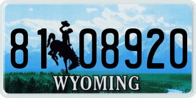 WY license plate 8108920