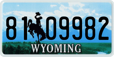 WY license plate 8109982