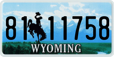 WY license plate 8111758