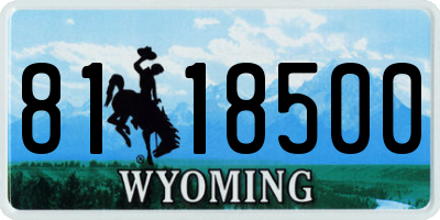 WY license plate 8118500