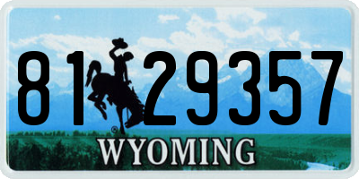 WY license plate 8129357