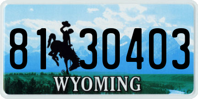 WY license plate 8130403
