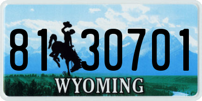 WY license plate 8130701