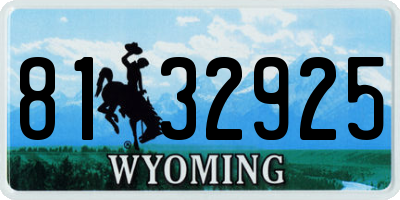 WY license plate 8132925